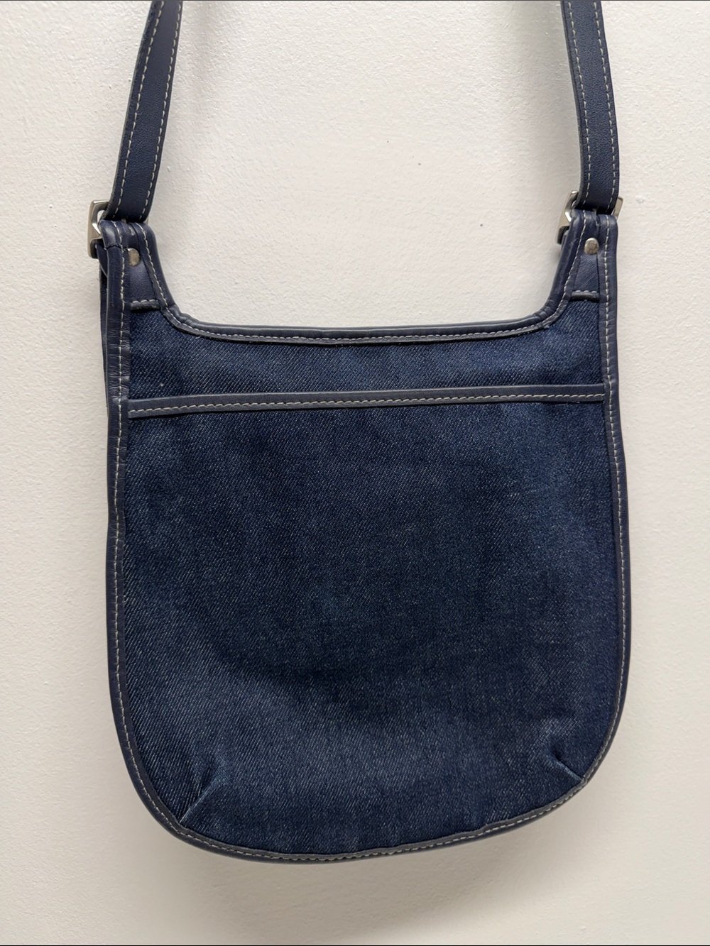 Vintage Coach Crossbody Bag Purse Hippie Canvas Denim Leather Navy Blue USA - Picture 8 of 10